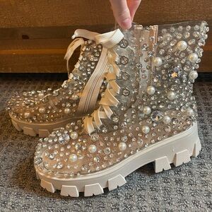 Azalea Wang Bedazzled Clear Boots